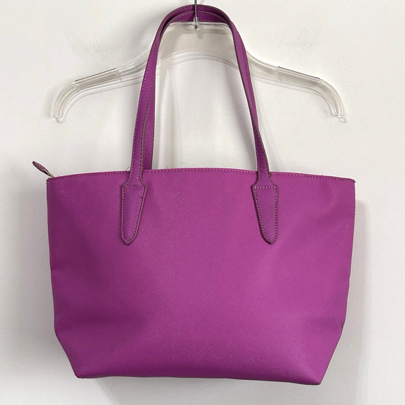 David Jones Paris Purse Tote Purple Vintage Zipper 17x10 Faux Leather‎ Party NEW - Picture 1 of 11